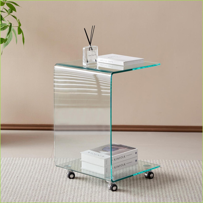 Table basse en verre trempé transparent pour le salon, facile à nettoyer et amp; Aucun assemblage requis