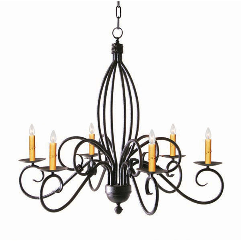 Squire 6 - Light Chandelier, Chestnut, No Shade