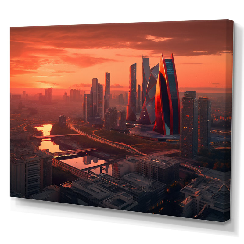 «Orange and Pink Architectural Merveilles II», reproduction sur toile, H 12 po x l 20 po x P 1 po, Toile tendue