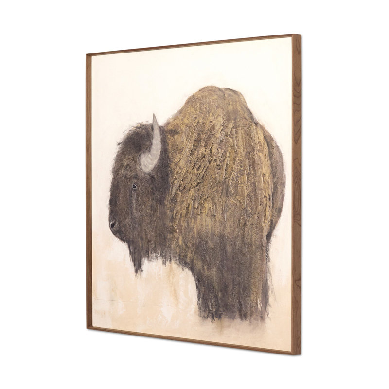 Bison Framed Painting, H 48" x W 48"