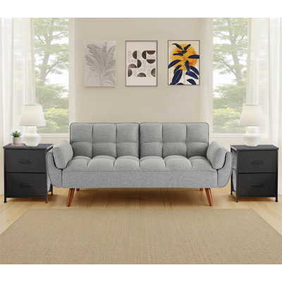 Convertible Sleeper Sofa With 2 Nightstands – Modern Space-Saving Set For Small Spaces