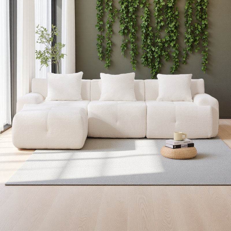 Ensemble de canapé modulaire rembourré en forme de L 104,3 po 4 pièces en L, surdimensionné avec 3 places et canapé-lit capitonné sans os