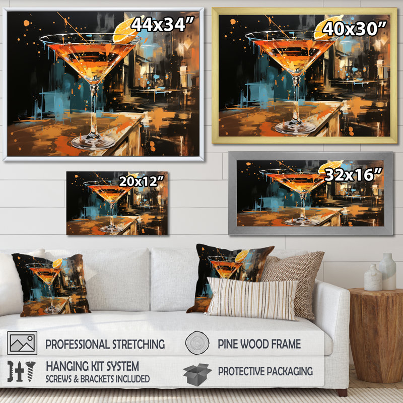 Cocktail Espresso Martini Euphoria Midnight - Art mural de cocktails, H 34 po x l 44 po x P 1,5 po