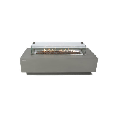 Granville Elementi 60" Rectangular Outdoor Concrete Fire Pit Table with Lava Rocks and Cover