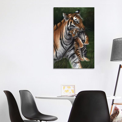 Tiger With Cub by Richard Macwee - Wrapped Canvas Print