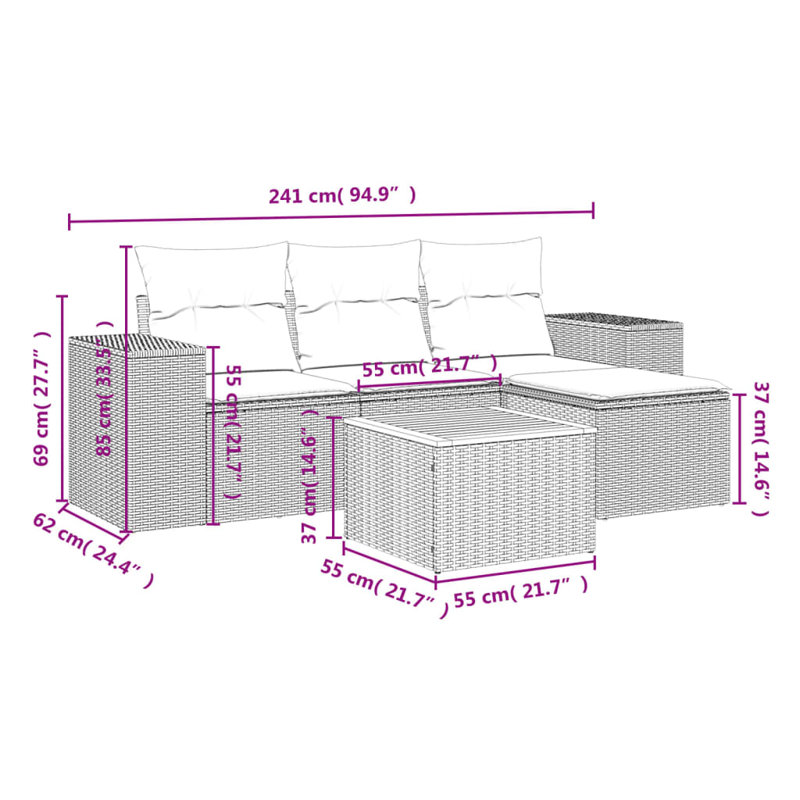 Ensemble de canapé de jardin Vidaxl beige