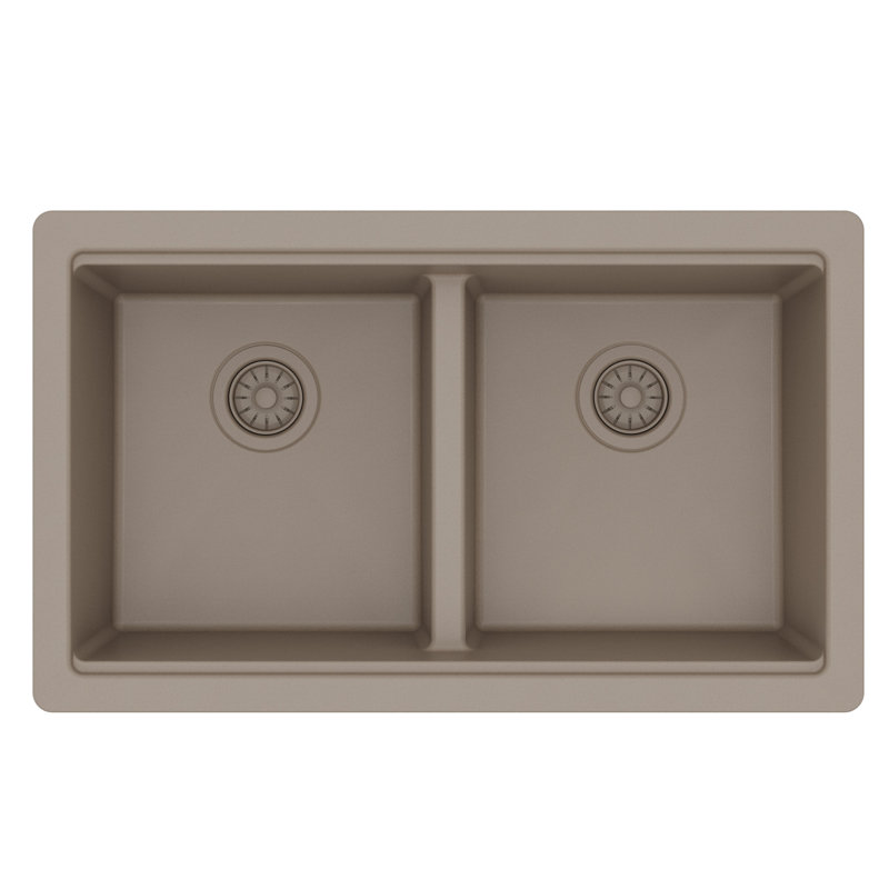 Ensemble d'évier de cuisine à double cuve en quartz Karran, Béton mat