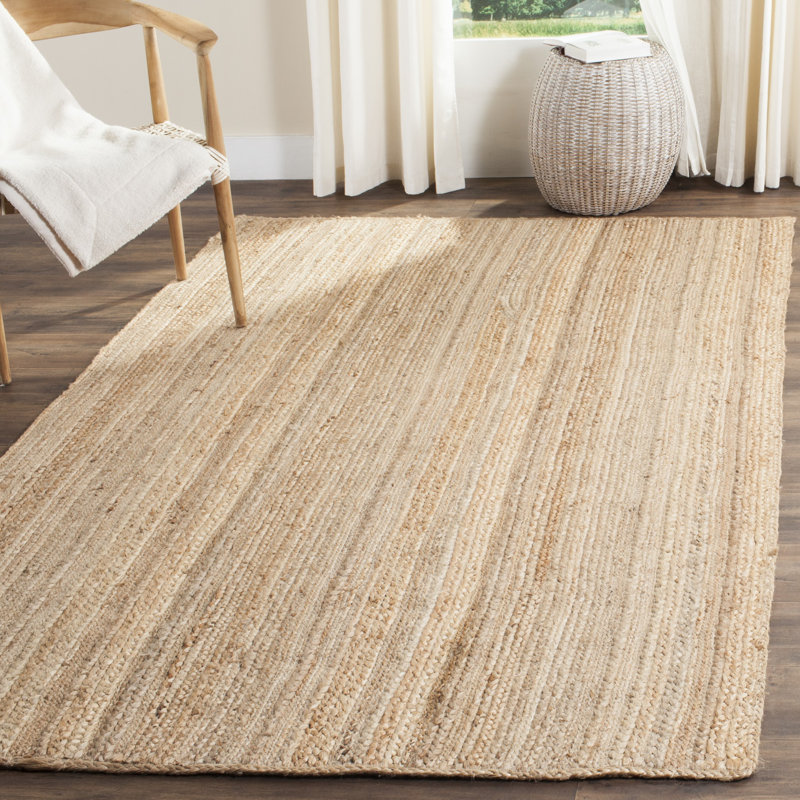 Natural Fiber Hand Woven Jute Solid Color Rug, Rectangle 6' x 9'