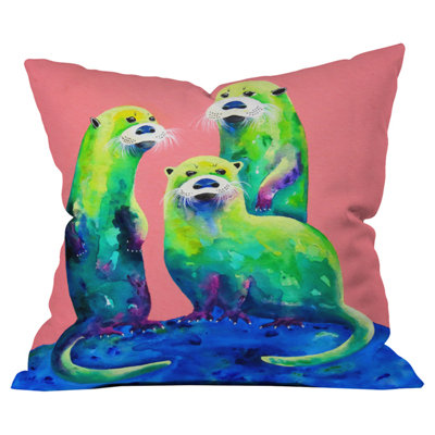Margarita Otters on Fresh Melon Outdoor Throw Pillow
