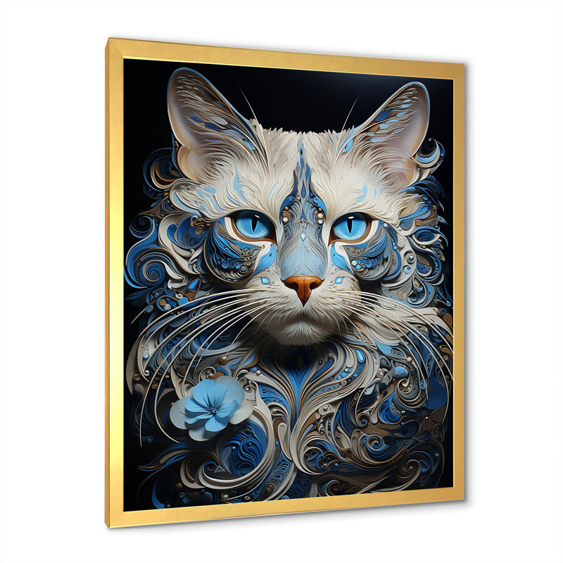 Chat siamois sérénade - impressions sur toile, H 40 po x l 30 po x P 1,5 po, Cadre doré simple