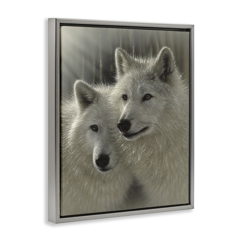 Cadre flottant Sunlit Soulouses Wolves, design par Collin Bogle, Cadre flottant gris lustré, H 31 po x l 25 po