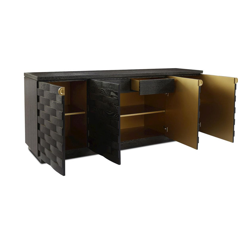 Tessere Four-Door Credenza, Limed, Black