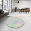 Tapis vert/rose tissé à la machine-1699824125