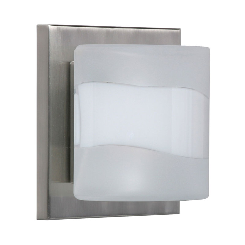 Applique murale 1 lumières Marquard, Opale givrée, Nickel satiné, Incandescente