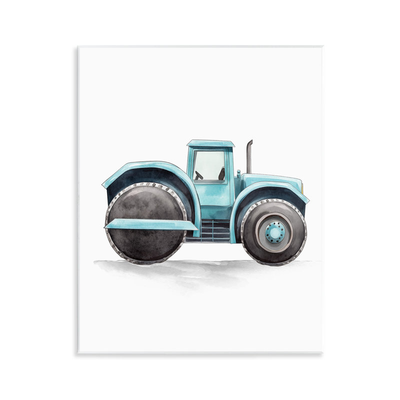 Camion de travail sur roulettes bleues, art par Christine Simpson