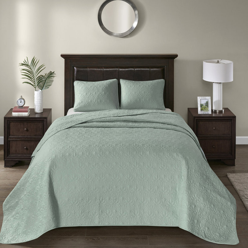 Literie réversible très grand / très grand en coton prélavé pour plus de confort, style matelassé, 2 taies décoratives assorties pour un environnement de sommeil paisible, matelassage élégant