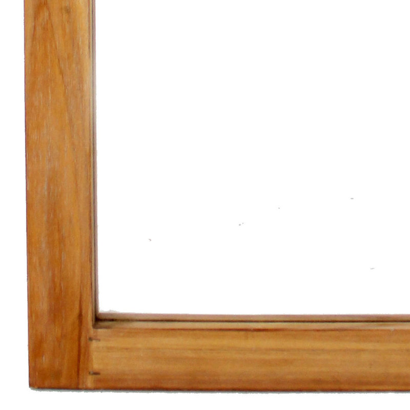 Wingard Farmhouse Style Rectangular Wooden Wall Mirror with Arched Top, Brown