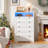 5 Tall Wood Dresser For Bedroom With Led Light And Open Shelves-1098404497