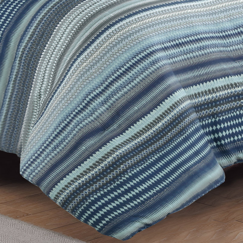 Full Blue Microfiber Reversible Comforter Set