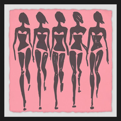 « tapis bikini sashay », reproduction de peinture à l’acrylique en noir/rose