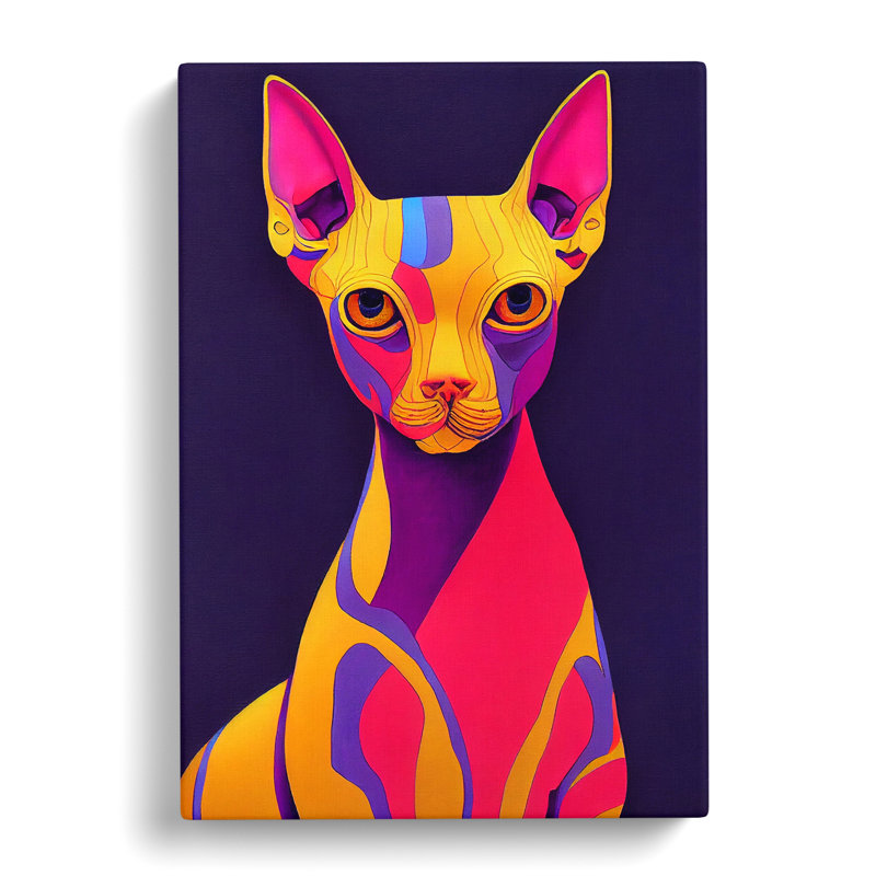 Sphynx Cat Hydrodipped - Wrapped Canvas, 76cm H x 50cm W x 3cm D
