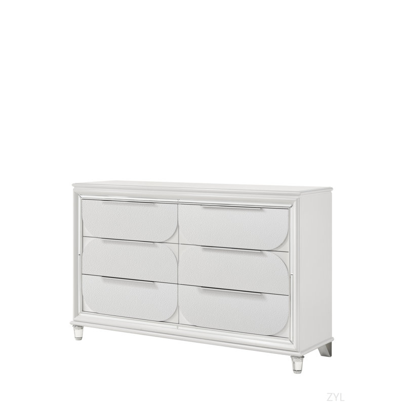 Commode finition perle blanche