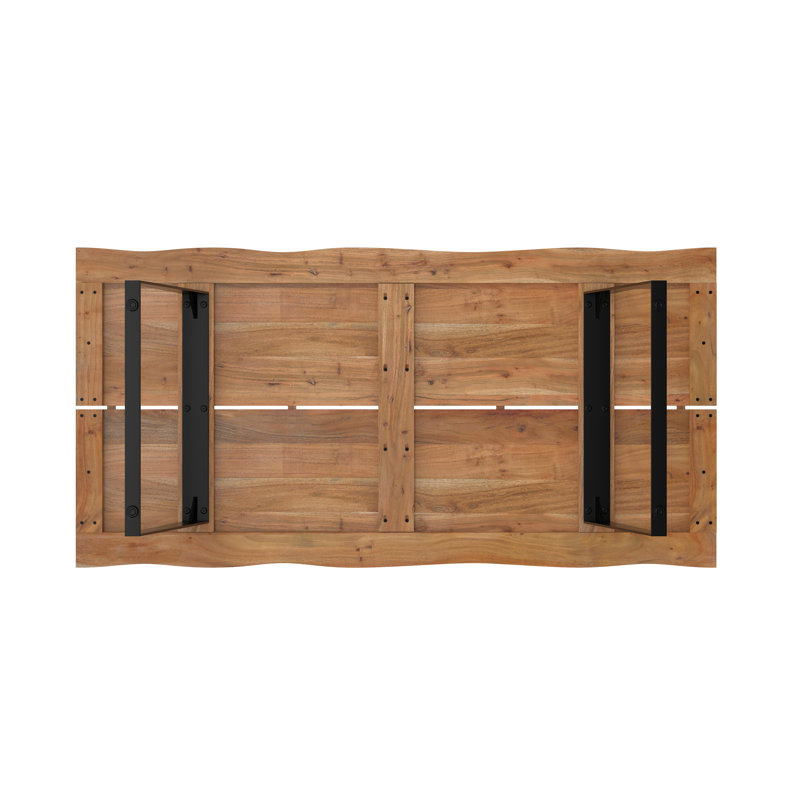 Delta 72'' Natural Acacia Wood Dining Table with Black Iron Legs