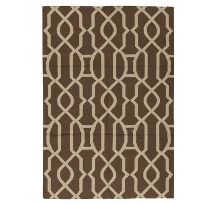 Tapis rectangulaire en laine à tissage plat
