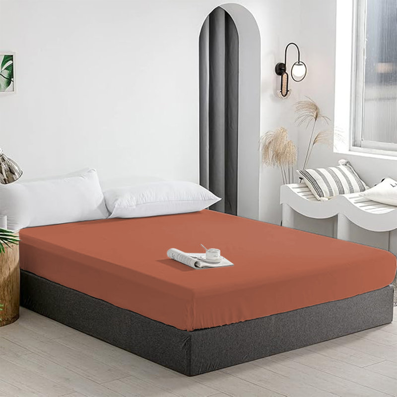 Merituuli 200 TC Microfiber 25cm Deep Fitted Sheets, Super King (6'), Rust