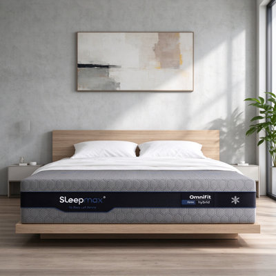 Matelas hybride très ferme Sleepmax OmniFit de 12 pouces, gel, bambou, gris anthracite, thé vert et mousse infusée de cuivre avec système de ressorts hexagonaux en nid d'abeille, détendeur, lit dans une boîte