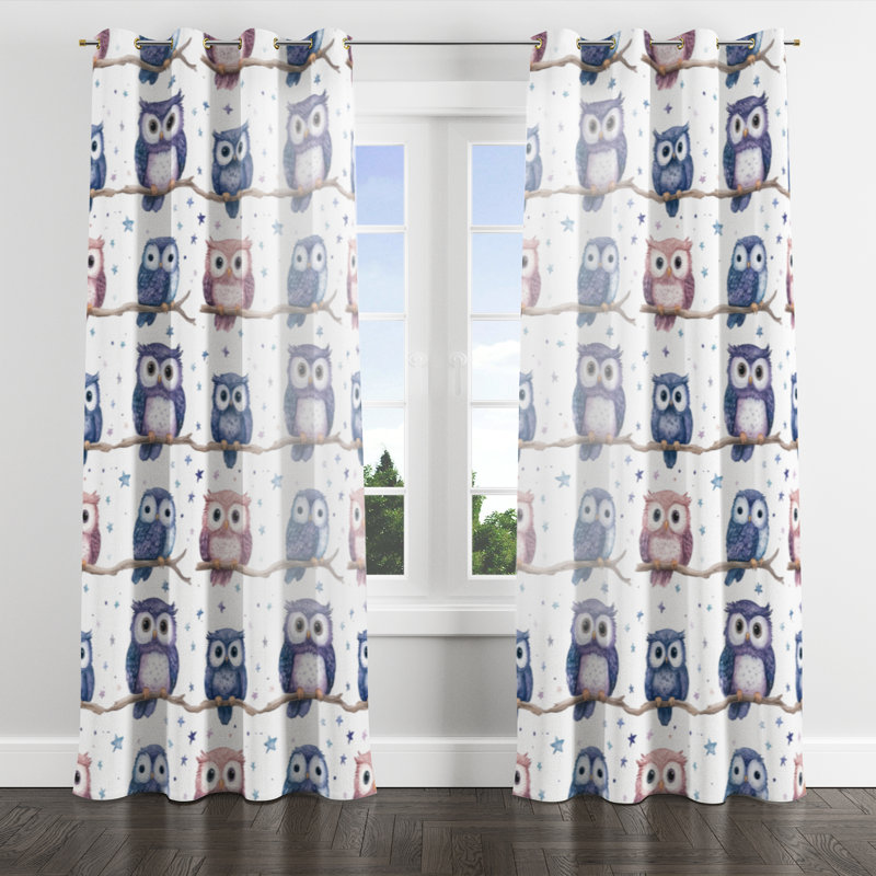 Rideaux à œillets Kids Kids - rideau à œillets Nocturnal Pastel Owls - 1 panneau, L 52 po x L 84 po, Œillets dorés