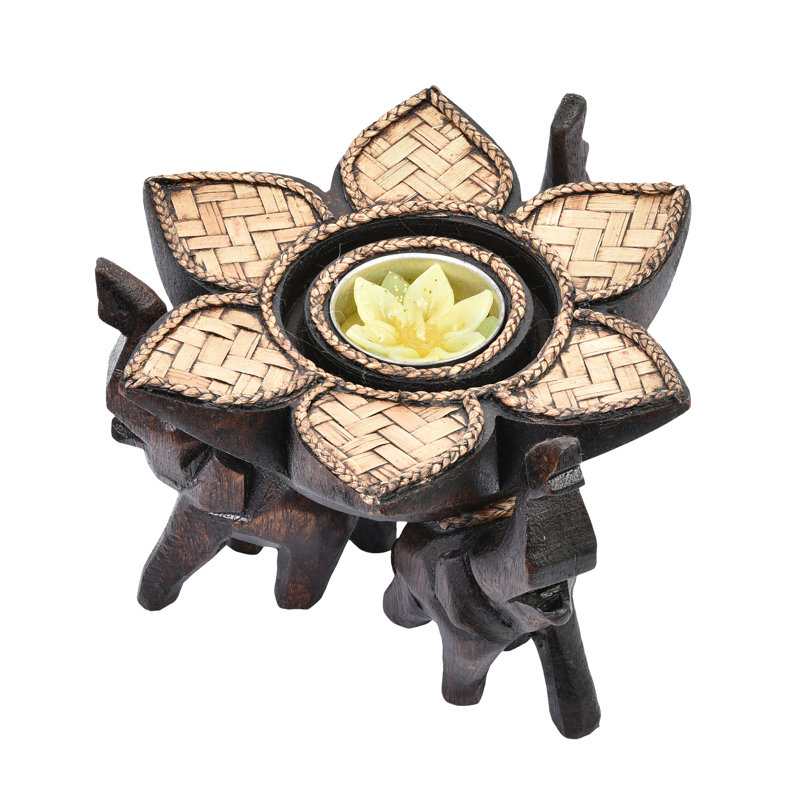 4'' H Wood Tabletop Tealight Holder