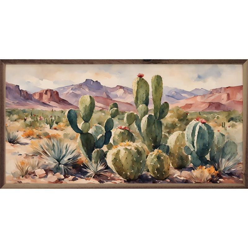 Utah cactus, impression sur bois encadrée, H 40 po x l 20 po x P 1,5 po