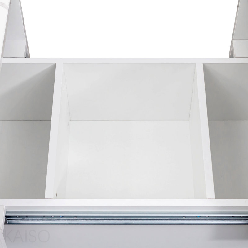 Table basse coulissante - Compartiment de rangement caché, extensible - Moderne, 15.75" H x 39.37" W x 19.68" D, White