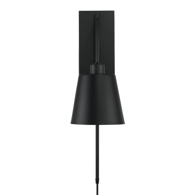 Alden Steel Plug-in Swing Arm Sconce, Matte Black