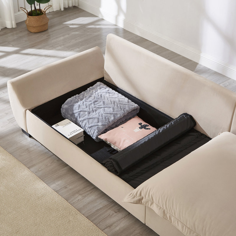 Canapé modulaire modulaire avec rangement, dossier amovible,, Kaki pâle