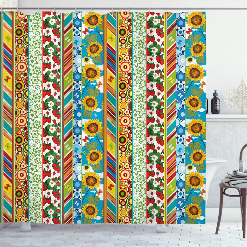 Floral Shower Curtain with Hooks Included, 70" H x 69" W