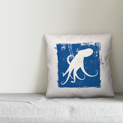 Navy Painted Octopus Throw Pillow