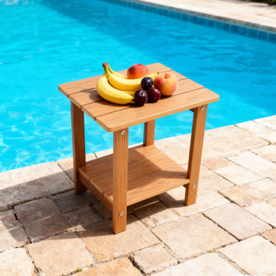 Table d'appoint de pique-nique d'extérieur en grain de bois, structure à double couche, matériau pour les hanches, ergonomique, large, quincaillerie rouille, table de couleur pour le jardin, design, acier inoxydable, finition huilée de bois