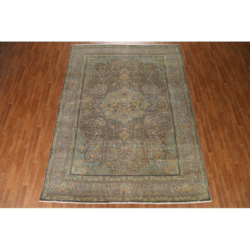 Tapis persan Tabriz patiné délavé surteint 8 x 11