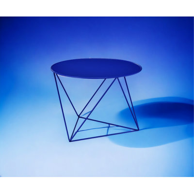 Salas Contemporary 23"Dia Round Frame End Table with Geometric Metal Base