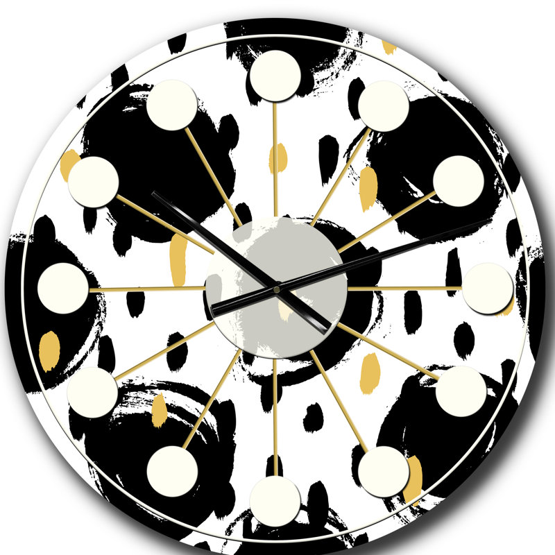Horloge murale à motif géométrique monochrome V - Mid-Century, Grand