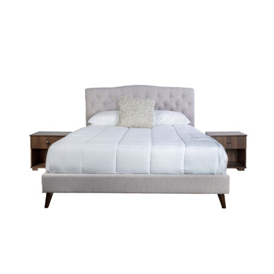 Queen Upholstered Bed With 2 Nightstands