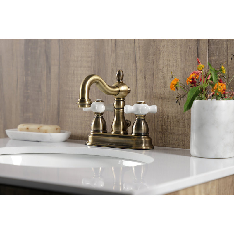 Heritage Centerset Bathroom Faucet with Drain Assembly, Vintage Brass