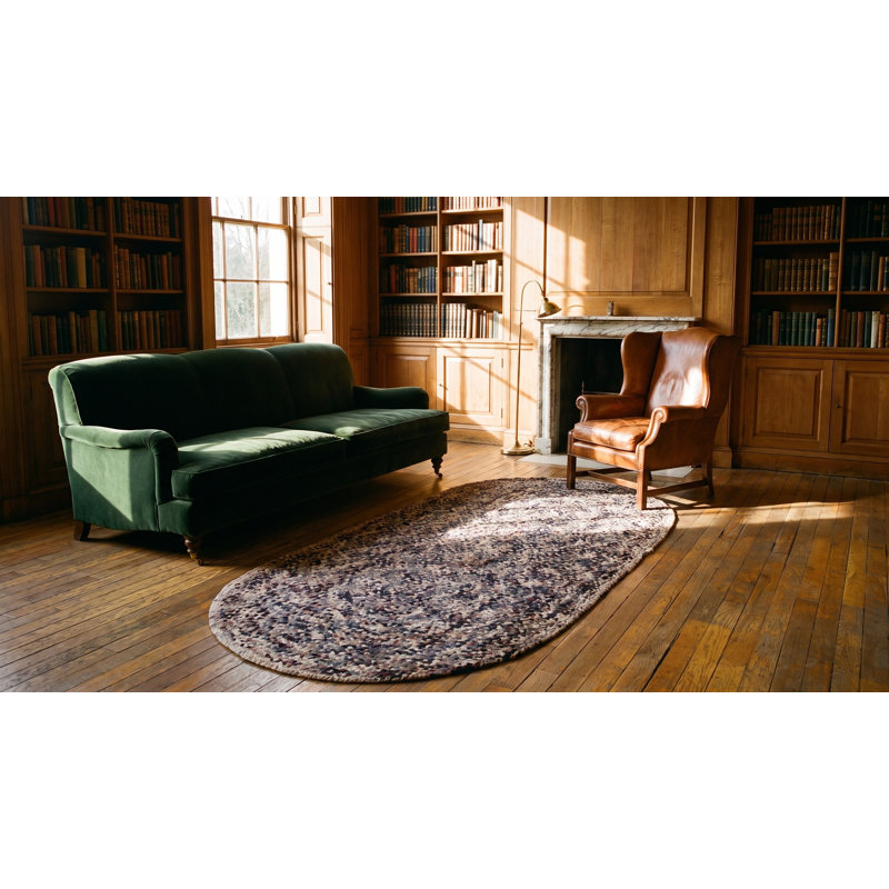 Tapis multicolore en laine tressé antique