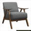 Fauteuil d'appoint moderne à une place avec structure en bois de noyer et tissu d'ameublement gris classique-1260658992-1260658994