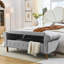 Banc de rangement capitonné à boutons de 62 po pour la chambre à coucher 62 po, repose-pieds en lin et banc de fenêtre