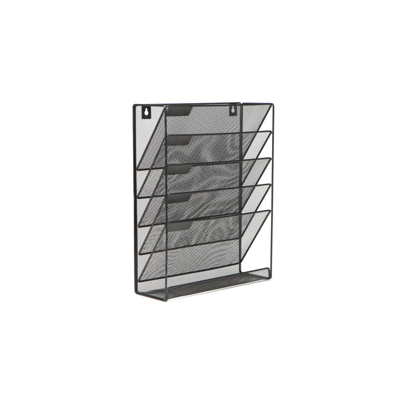 Black Metal Mesh 5-Tier Vertical File Organizer