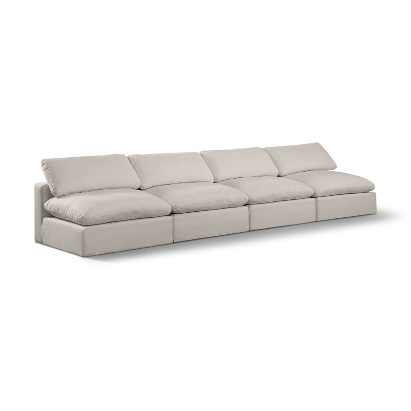 Hirvin 156'' Upholstered Sofa, Beige Linen Textured Fabric