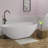 61" x 30" Solid Surface Stone Resin Oval-shaped Freestanding Soaking Bathtub with Overflow